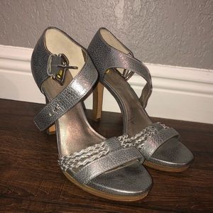 Silver Coach Heels